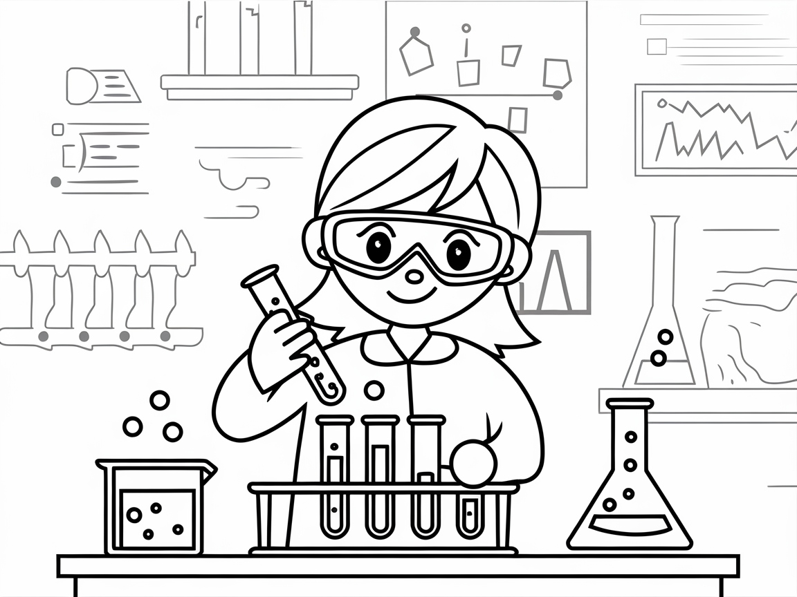 Conduct Experiments with This Young Scientist Coloring Page
