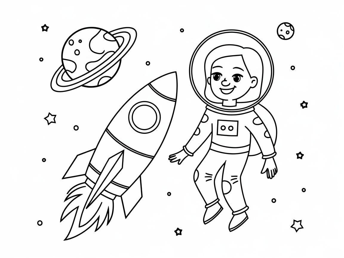Blast Off with This Space Explorer Coloring Page