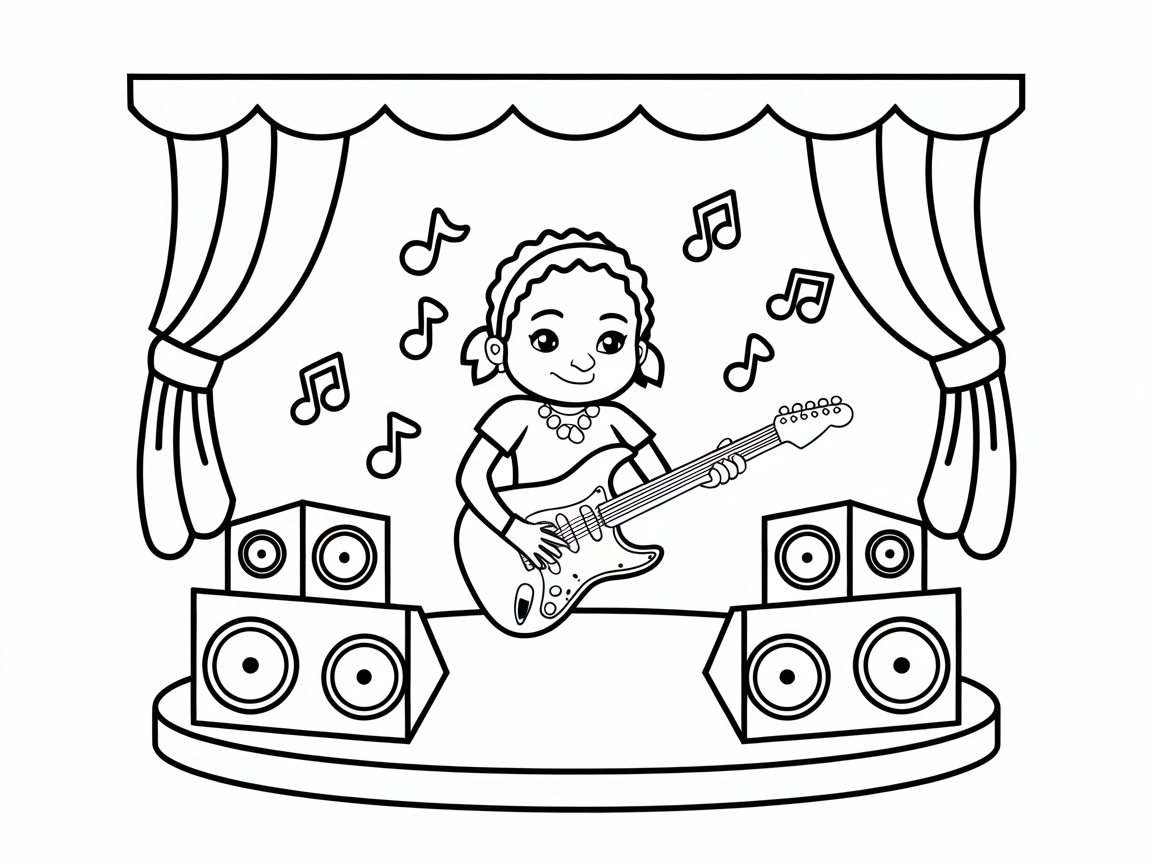 Rock the Stage with This Guitarist Coloring Adventure