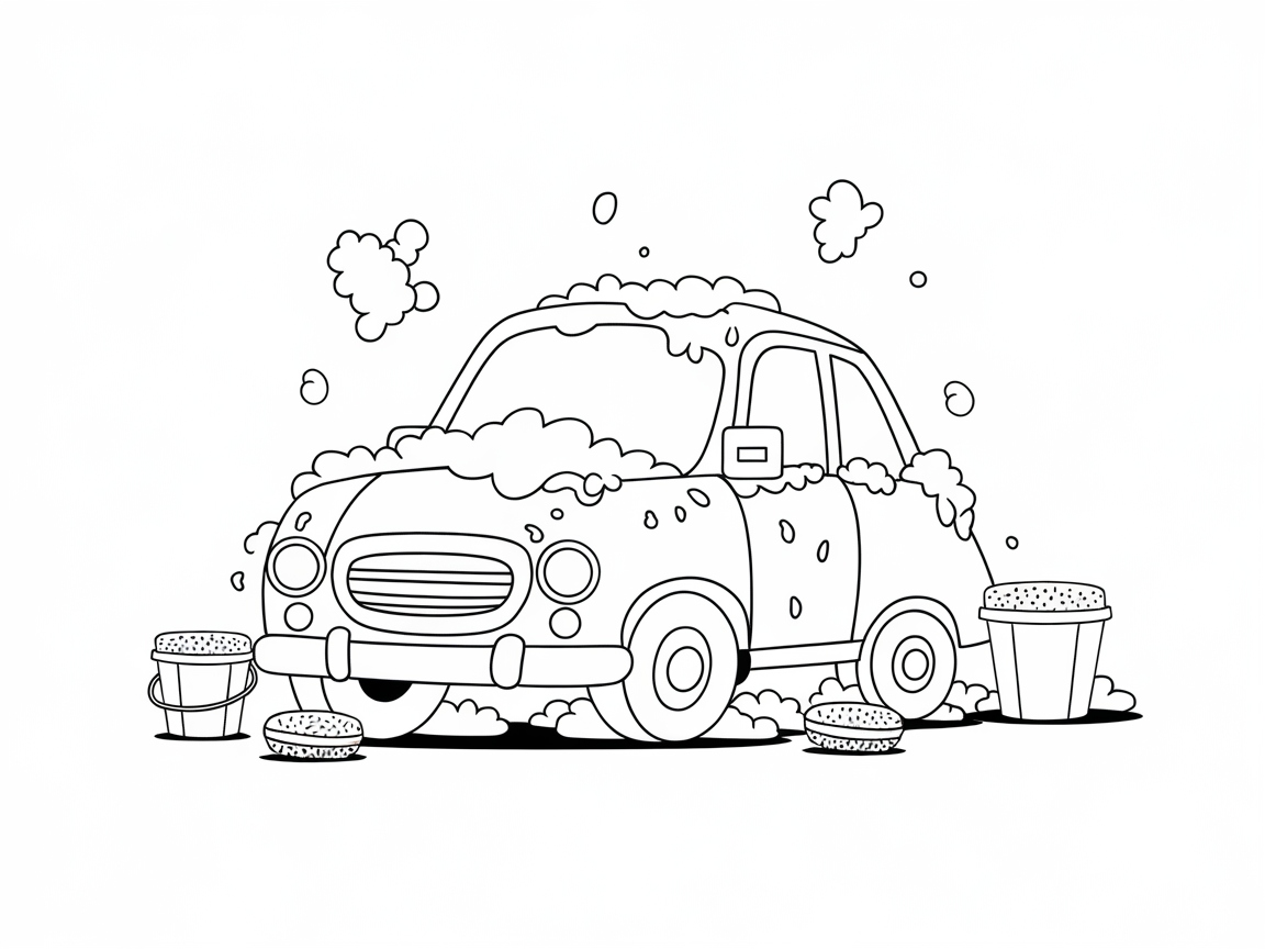 Get Ready for Sudsy Fun with This Car Wash Coloring Page