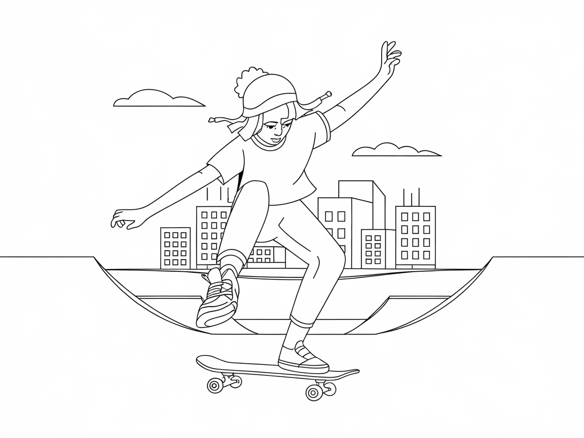 Shred the Ramp with This Skater Girl Coloring Page