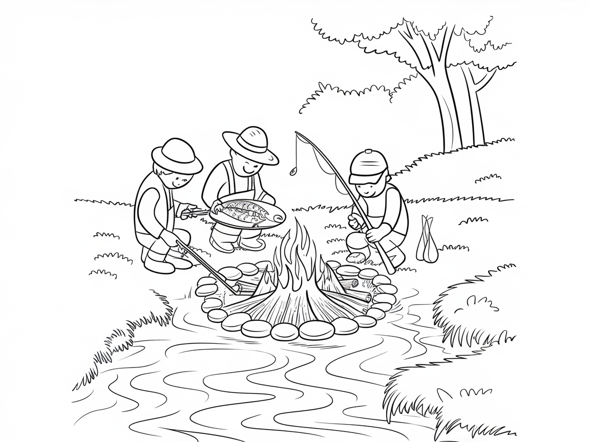 Fishing Adventure by the Campfire