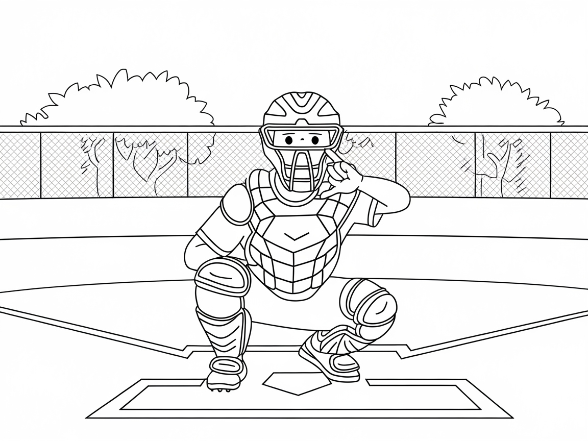 Get Ready to Catch the Vibrant Action with This Baseball Catcher Page