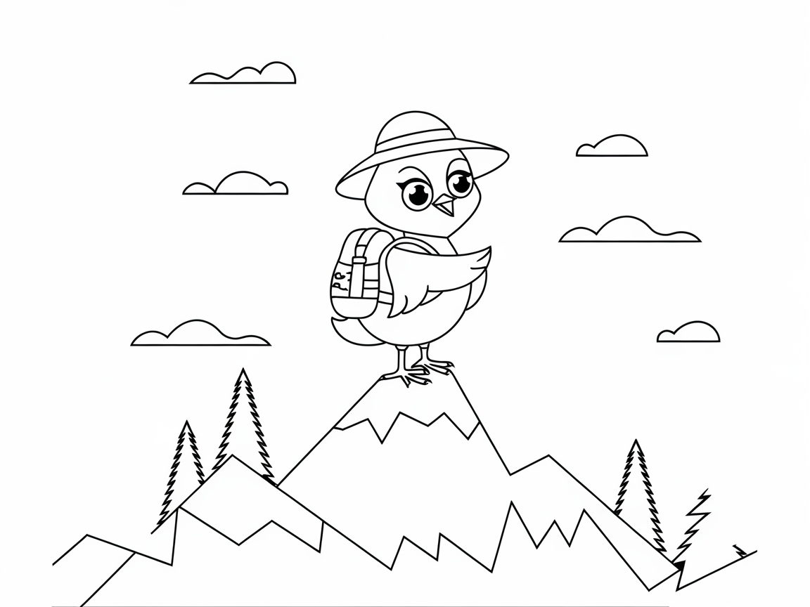 Adventurous Chick Conquers the Mountain Peak
