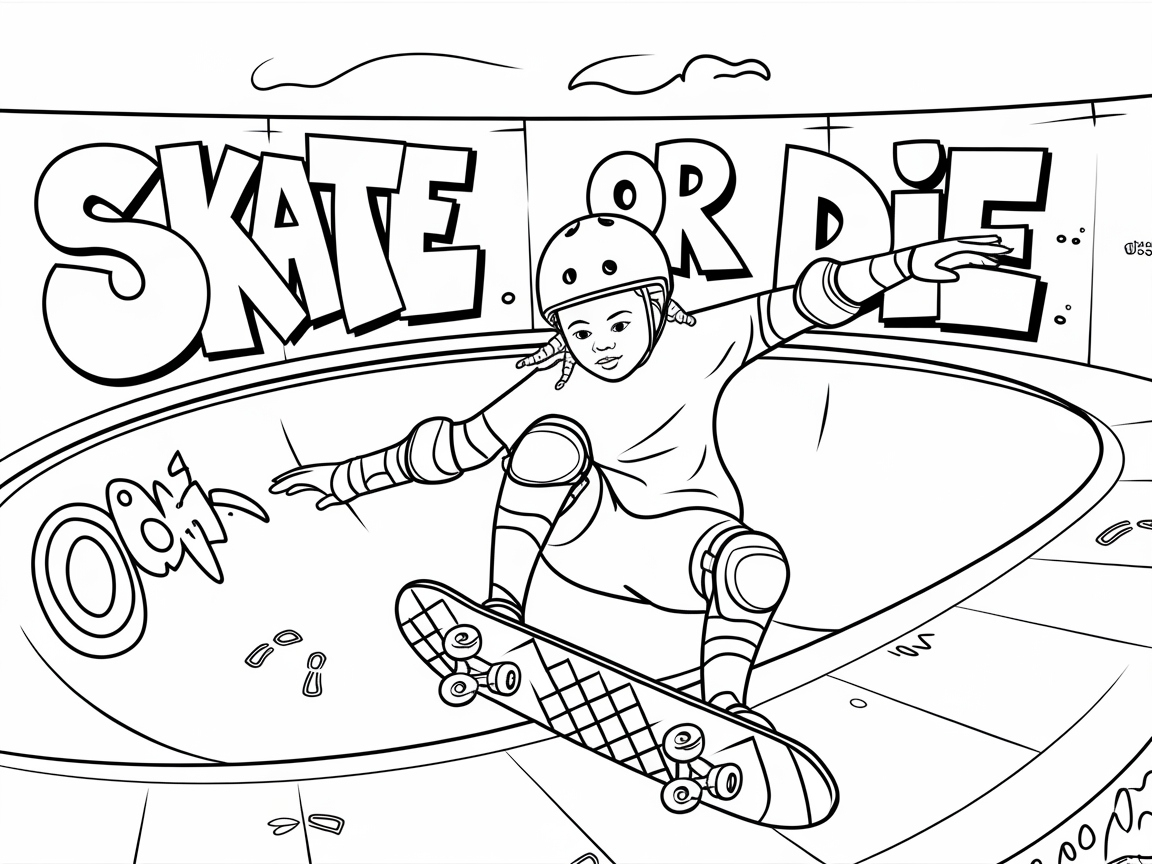 Catch Some Air with This Skater Girl Coloring Page