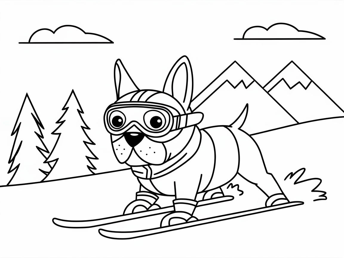 Hit the Slopes with Boston Terrier Skier