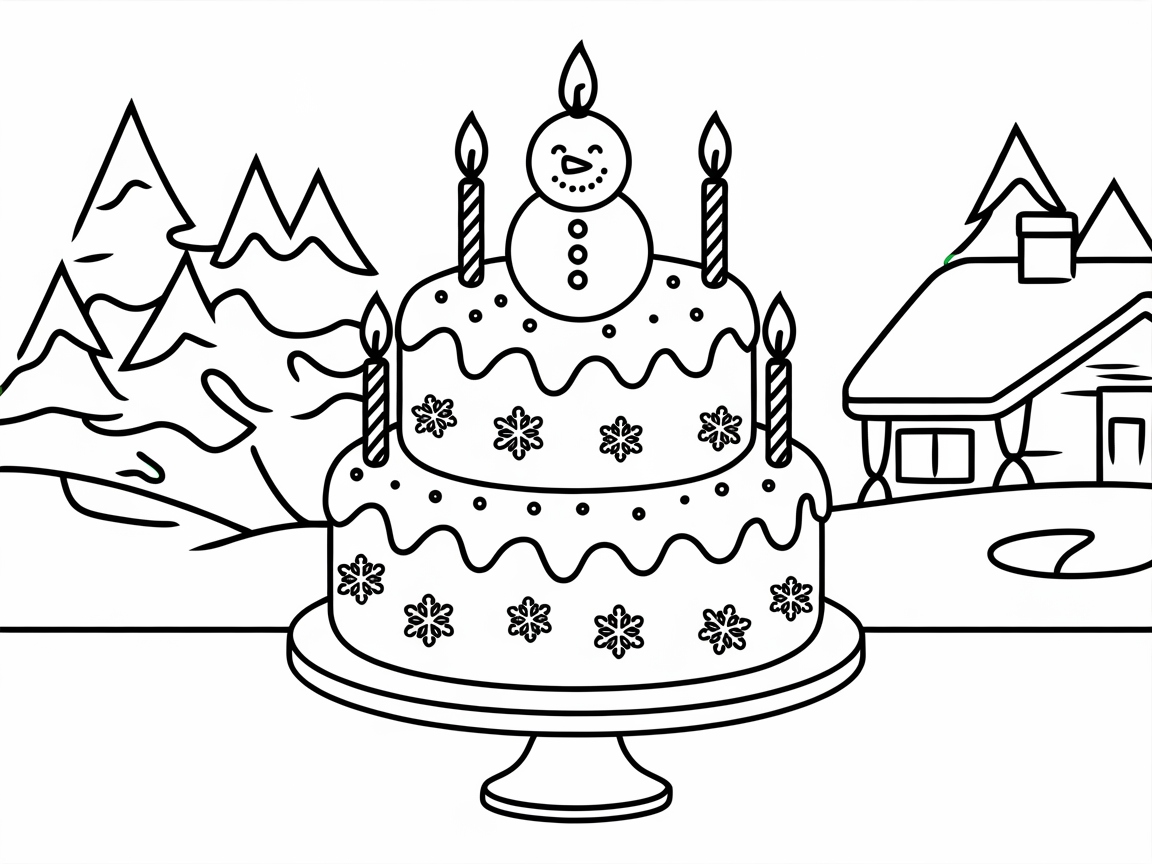 Warm Up with This Winter Wonderland Cake Coloring Page