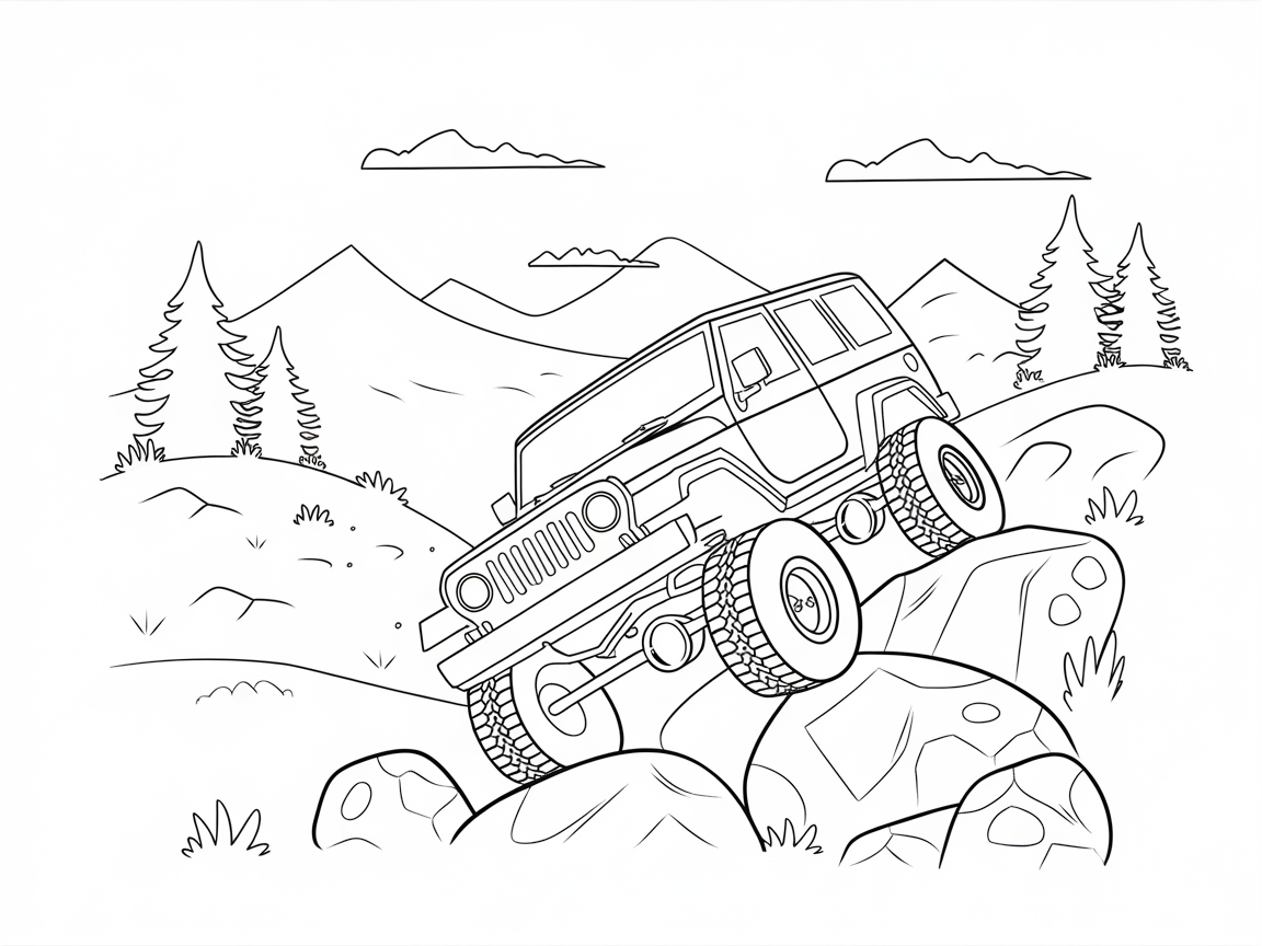 Conquer the Trails with This Off-Road Adventure Coloring Page