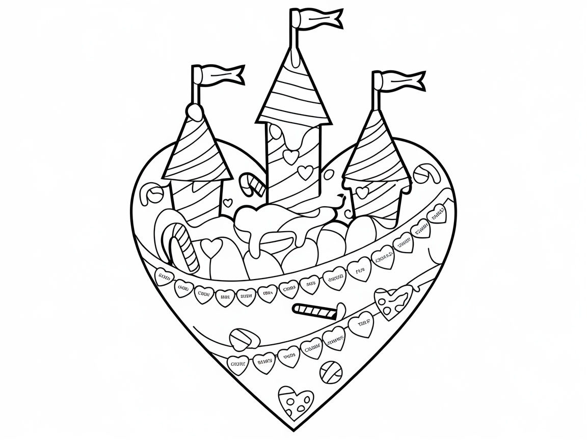 Heartfelt Candy Castle to Color Your Dreams