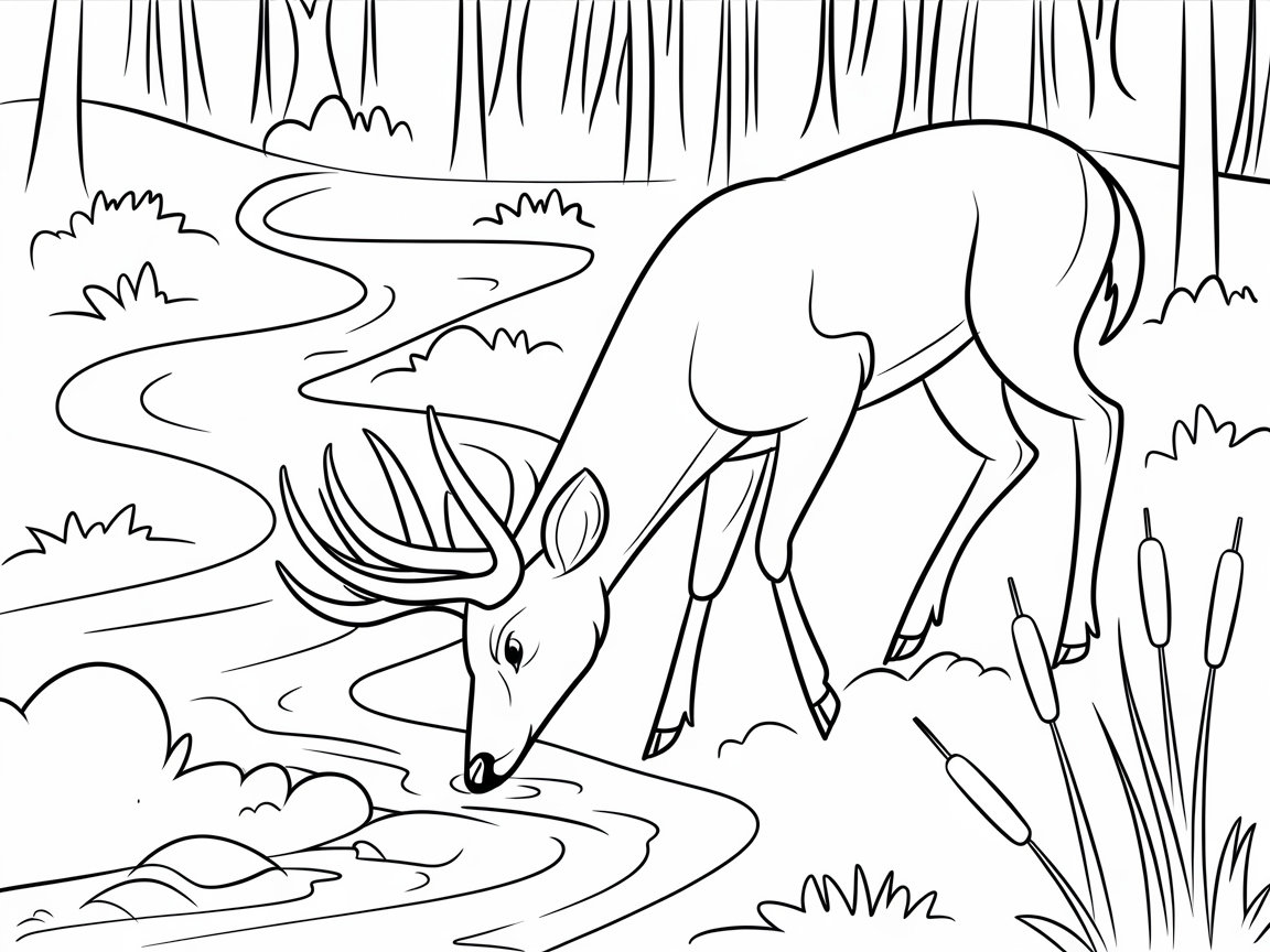 Graceful Deer at a Tranquil Stream