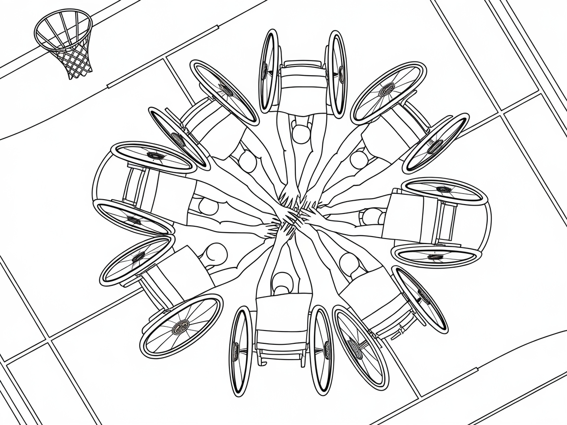 Wheelchair Basketball Unity Coloring Page
