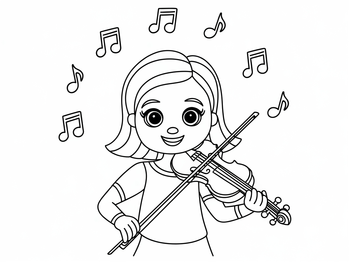 Let Music Inspire This Joyful Violinist Coloring Page