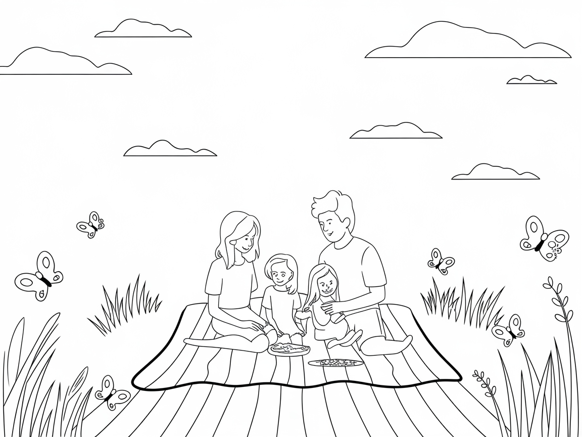 Family Picnic Fun with Dancing Butterflies
