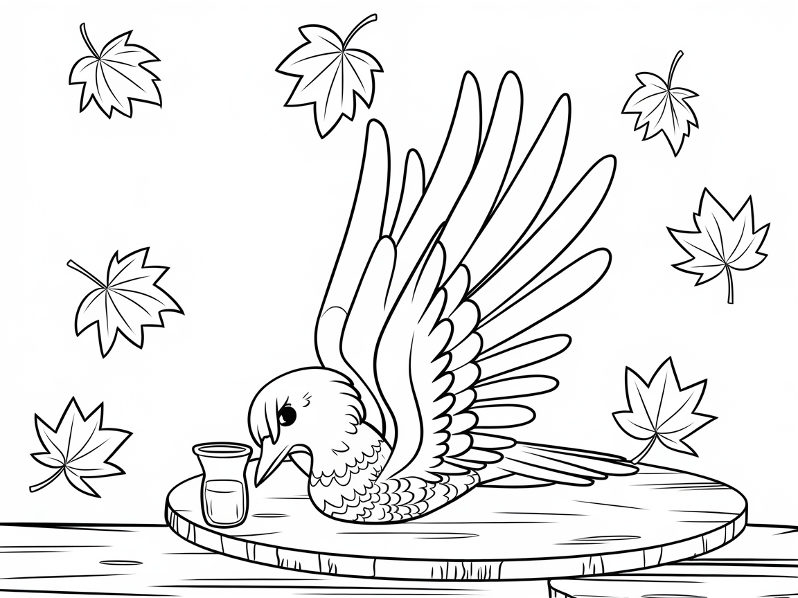 Let Your Imagination Take Flight with This Bird and Leaves Coloring Page
