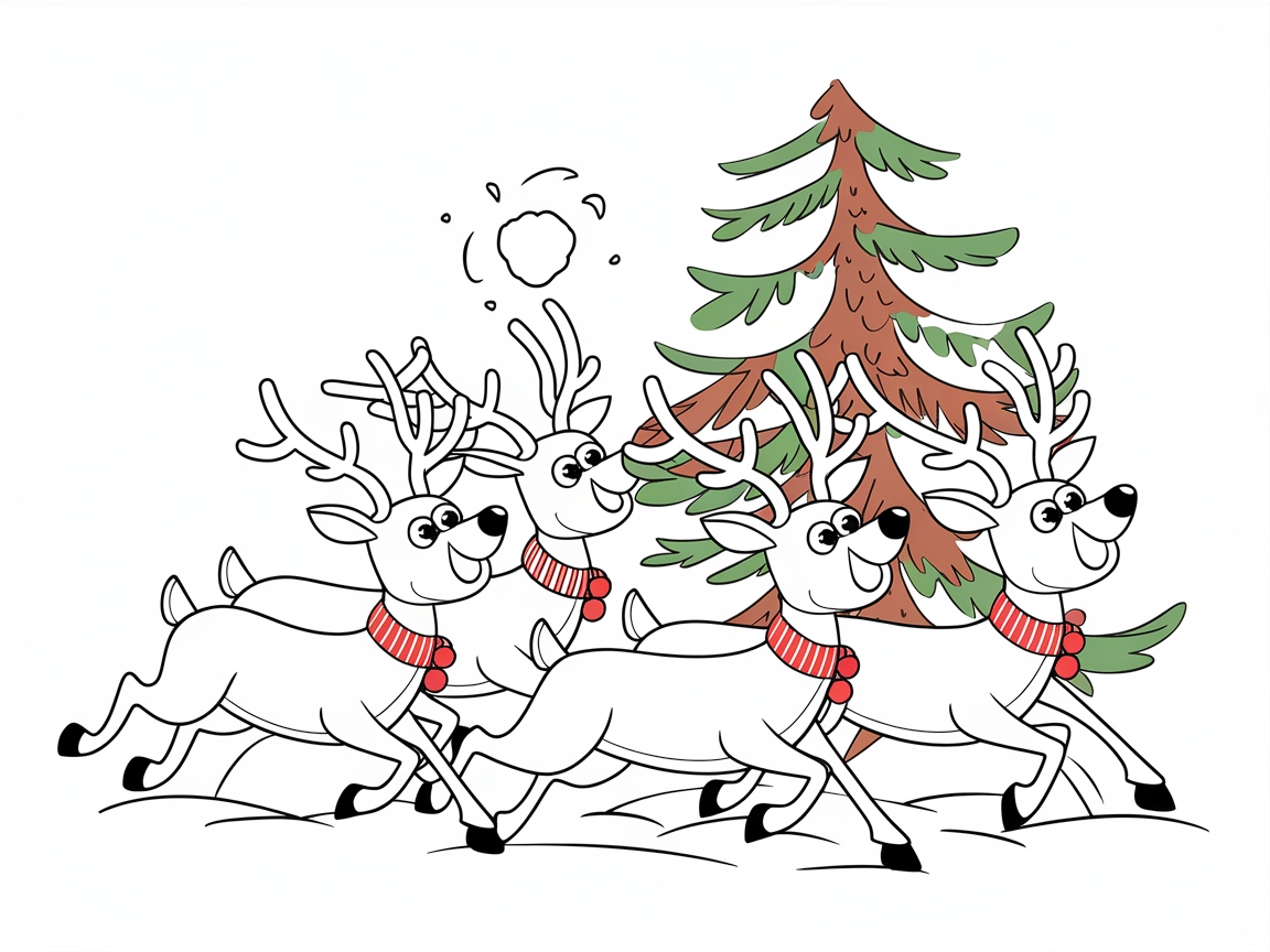 Playful Reindeer Frolicking in the Snow