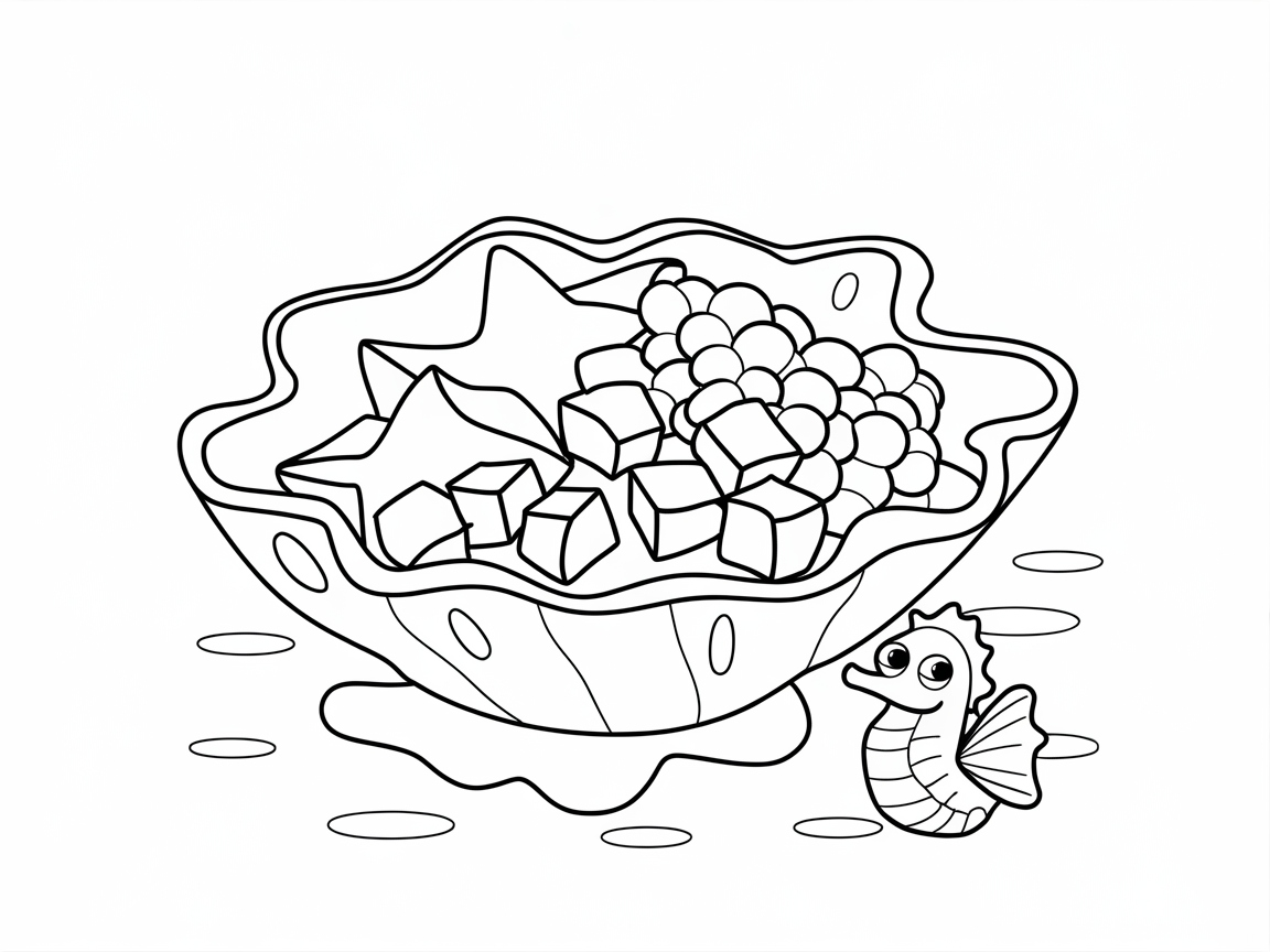 Seaside Fruit Bowl with a Cheeky Seahorse