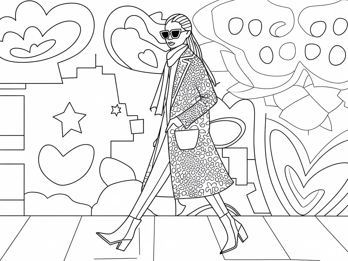 Strut Your Style with This Chic Fashionista Coloring Page