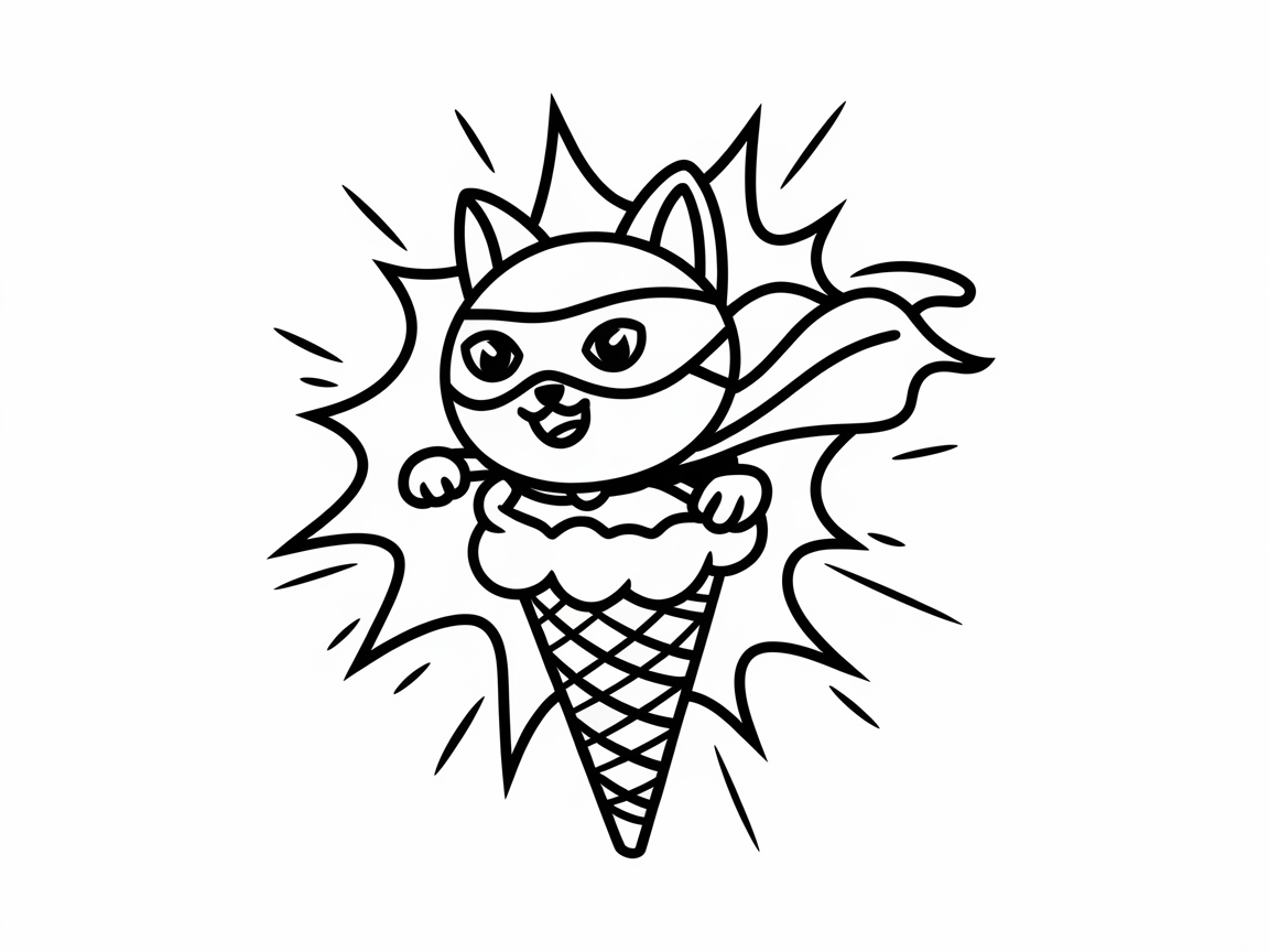 Superhero Cat Soars from an Ice Cream Cone