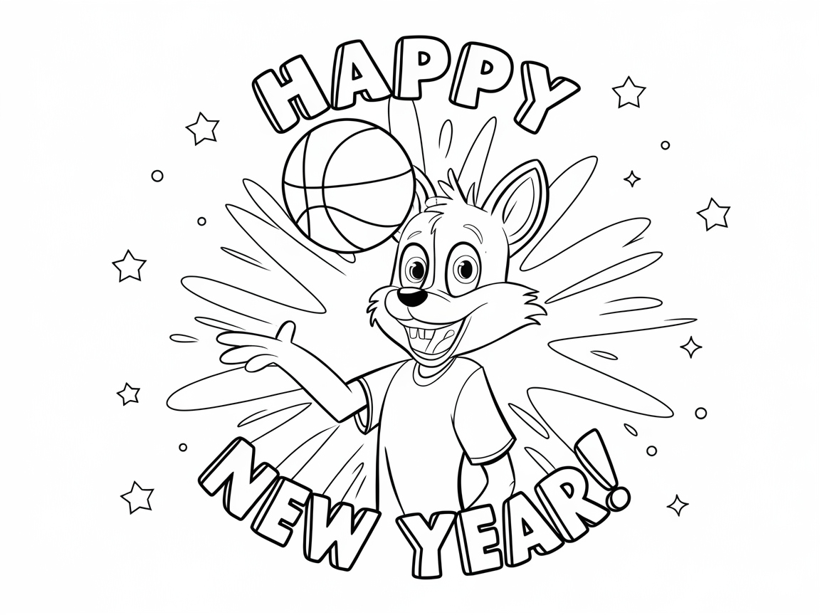 Celebrate with This Cheerful Basketball New Year Page