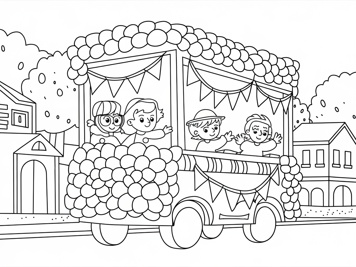Parade of Fun: Berry-Themed Float Coloring Page