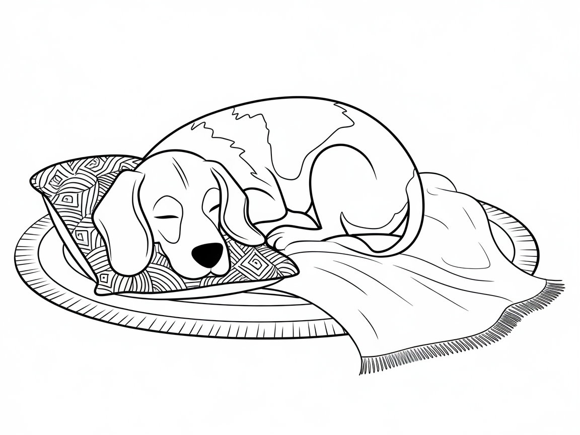 Sleepy Beagle Snuggled on a Cozy Pillow