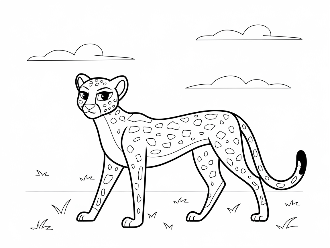 Stride Along With This Confident Cheetah Coloring Page