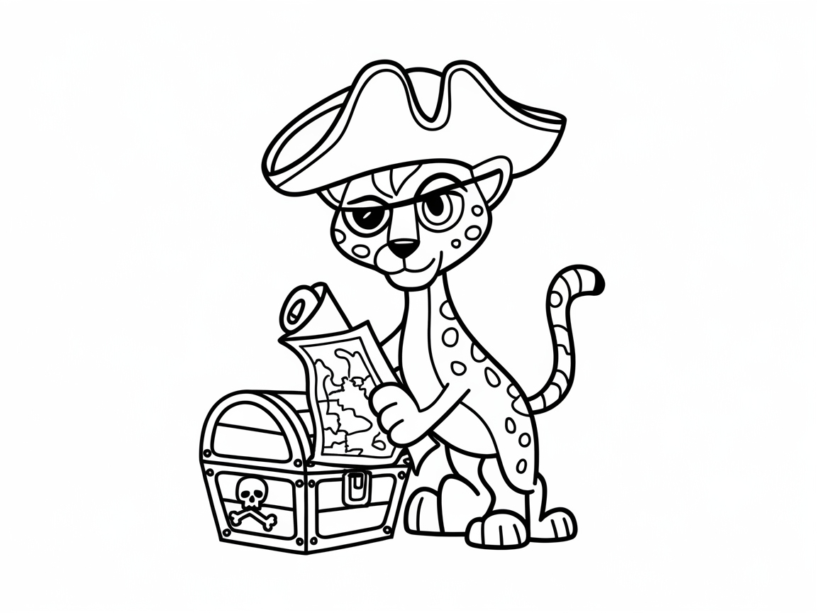 Pirate Cheetah on a Treasure Hunt