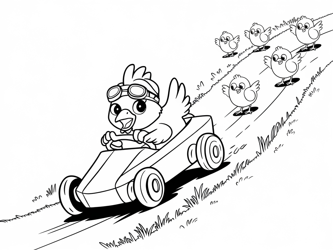 Zooming Chick Racer Coloring Page