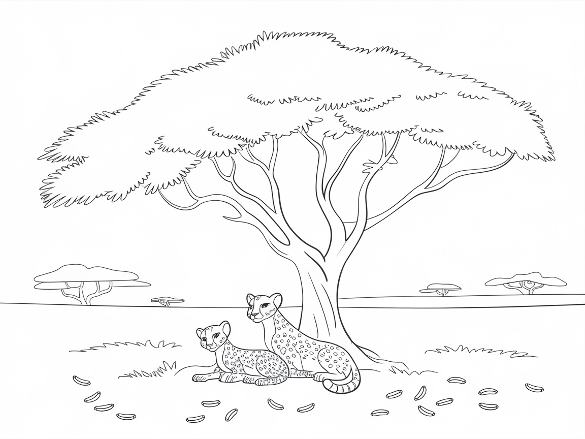 Relax Under This Majestic Acacia with Cheetah Family