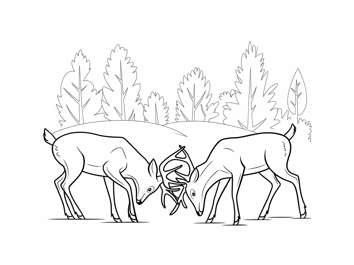 Antler Duel in the Woodland