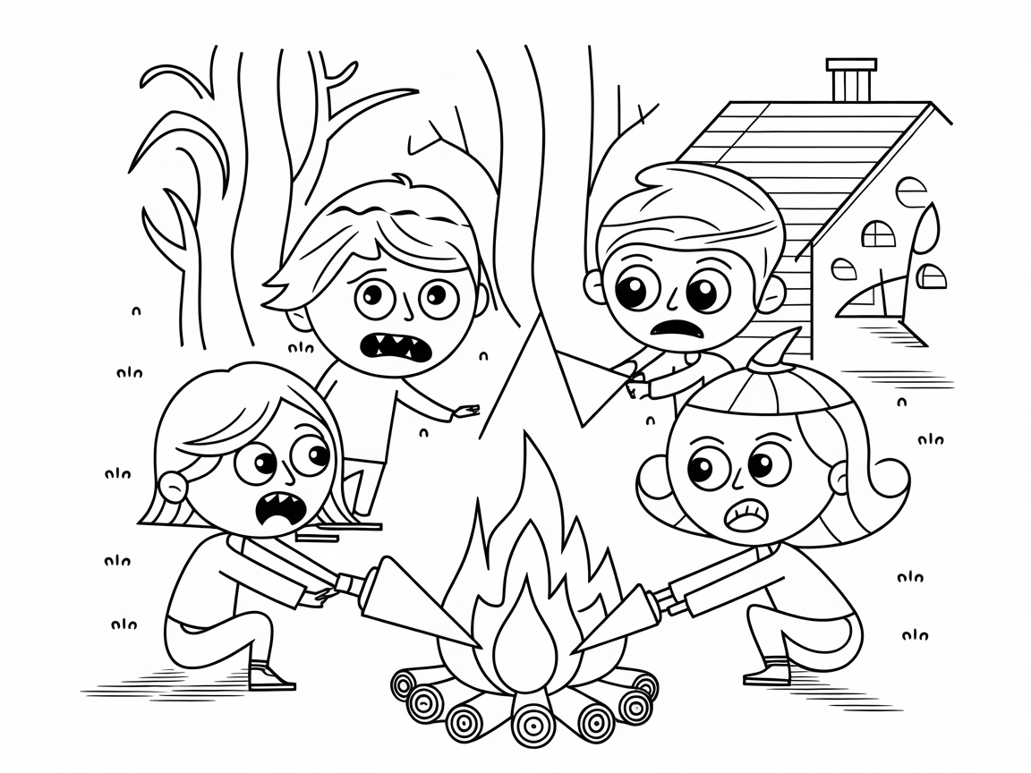 Bonfire Fun with Friends in the Woods