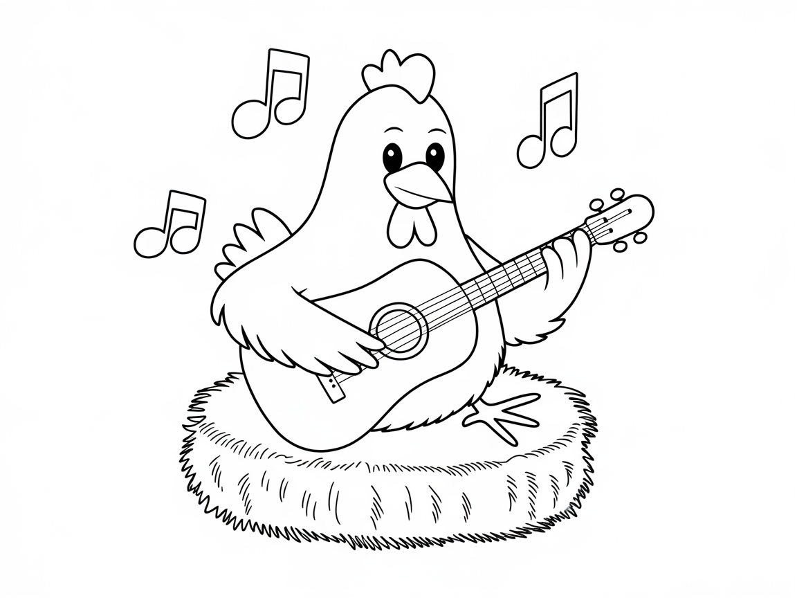 Musical Chicken Striking a Chord in Coloring