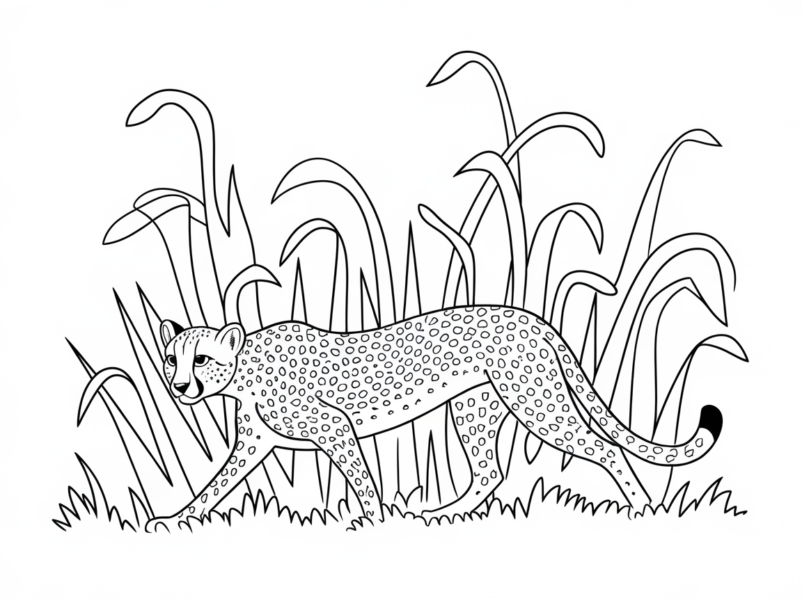 Cheetah Strolling Through the Tall Grass