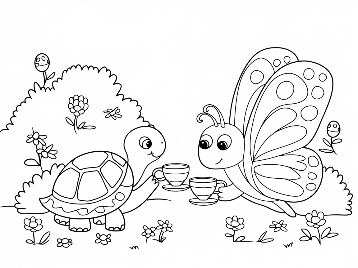 Tea Time with a Turtle and Butterfly
