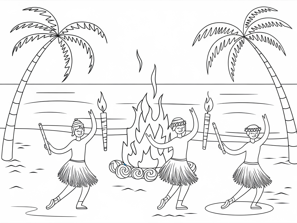 Tropical Dance Around the Beach Bonfire