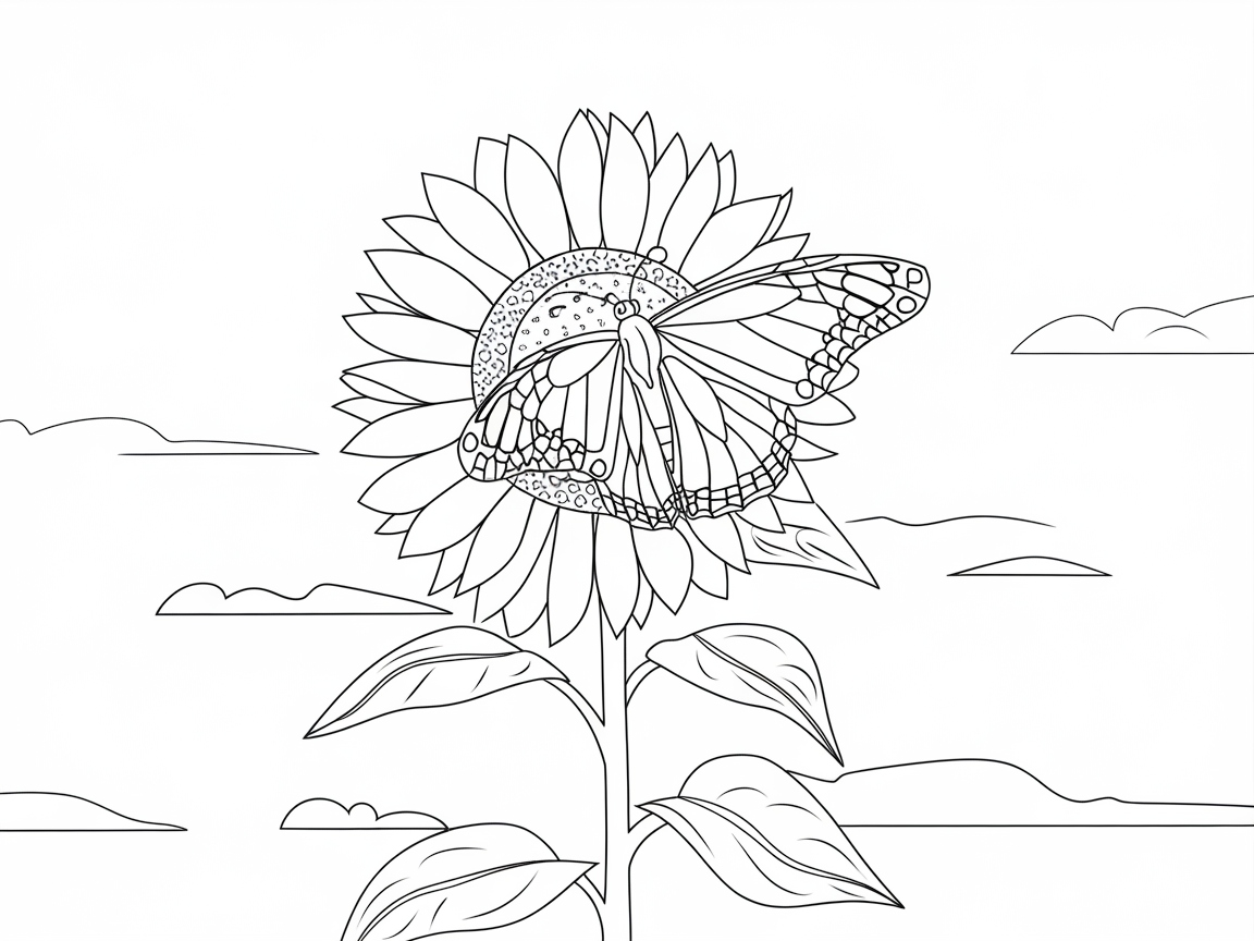 Sunflower and Butterfly Delight