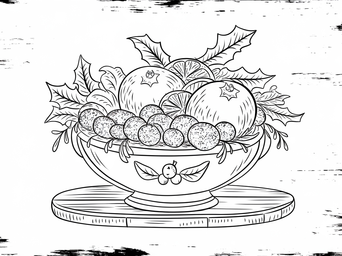Festive Fruit and Foliage in a Decorative Bowl