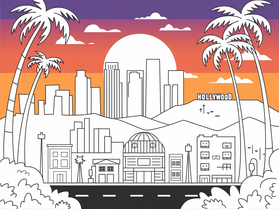 Color the Sunset Over Hollywood