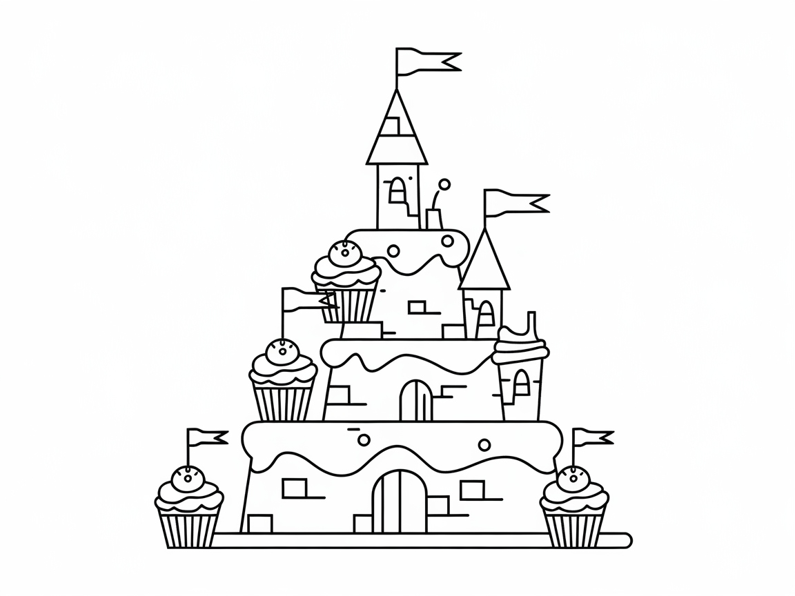 Create a Fantasy with This Castle Cake Coloring Page