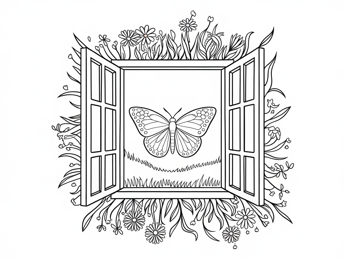 Whimsical Butterfly at the Garden Window