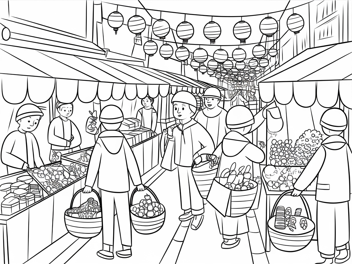 Explore the Vibrancy of a Bustling Market Scene