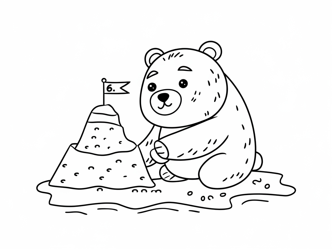 Dig into Adventure with the Sandcastle Bear Coloring Page