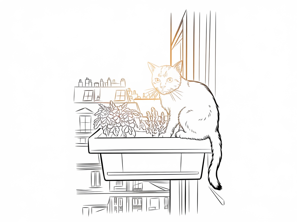 Curious Cat Perched on a Window Ledge