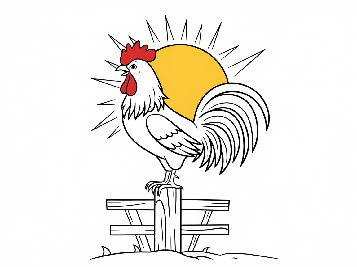 Sunrise Rooster Crowing for Color