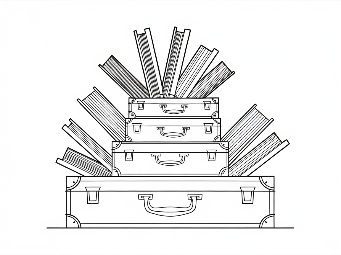Suitcase Bookshelf Adventure Coloring Page