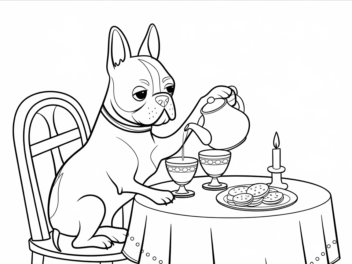 Tea Time with Boston Terrier and Biscuits