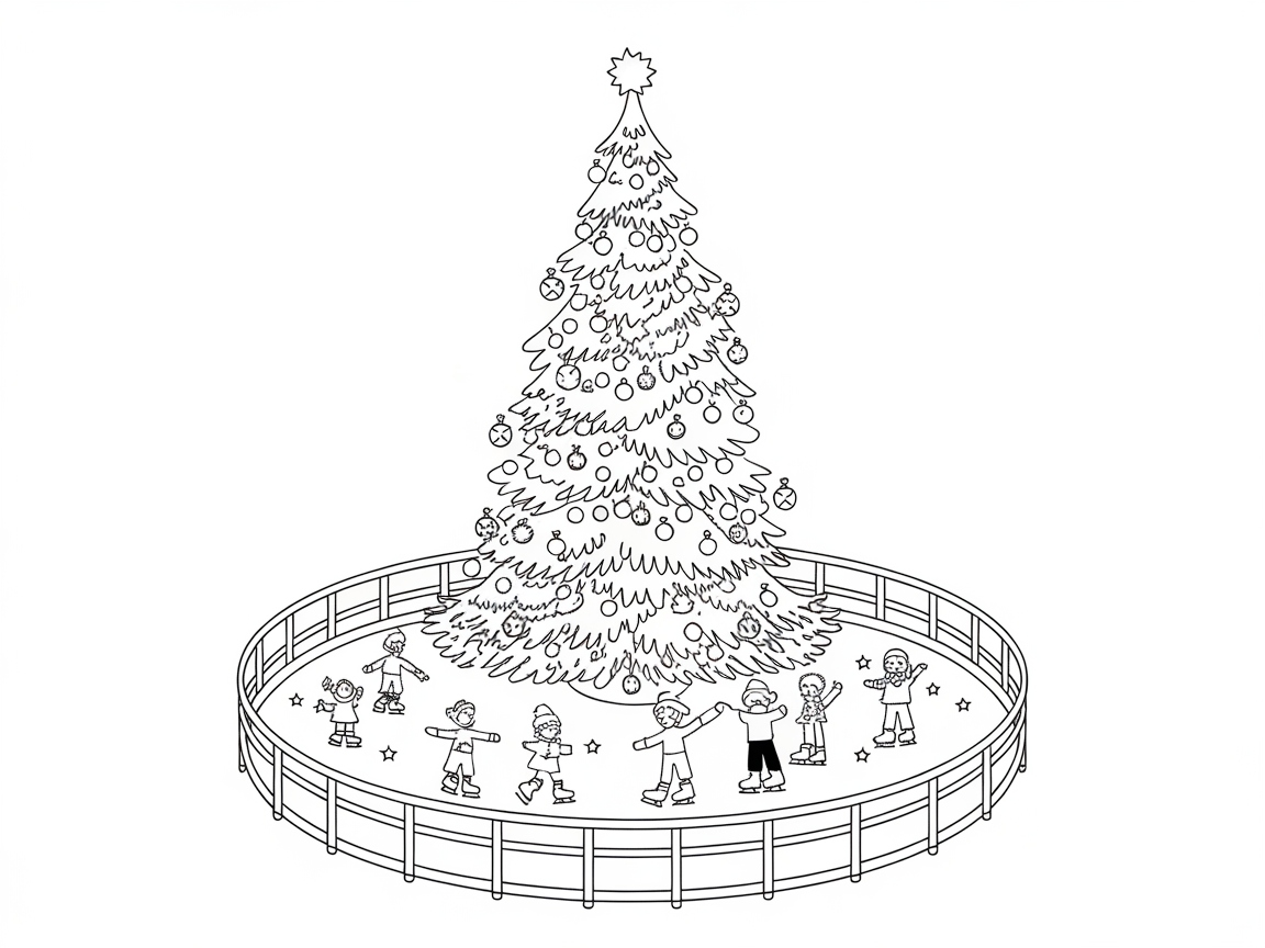 Ice Skating Fun Around the Christmas Tree