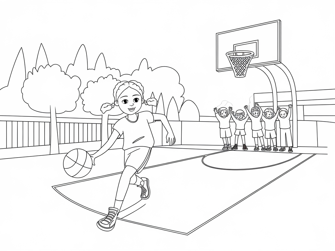 Dribble Into Fun with This Basketball Star Coloring Page