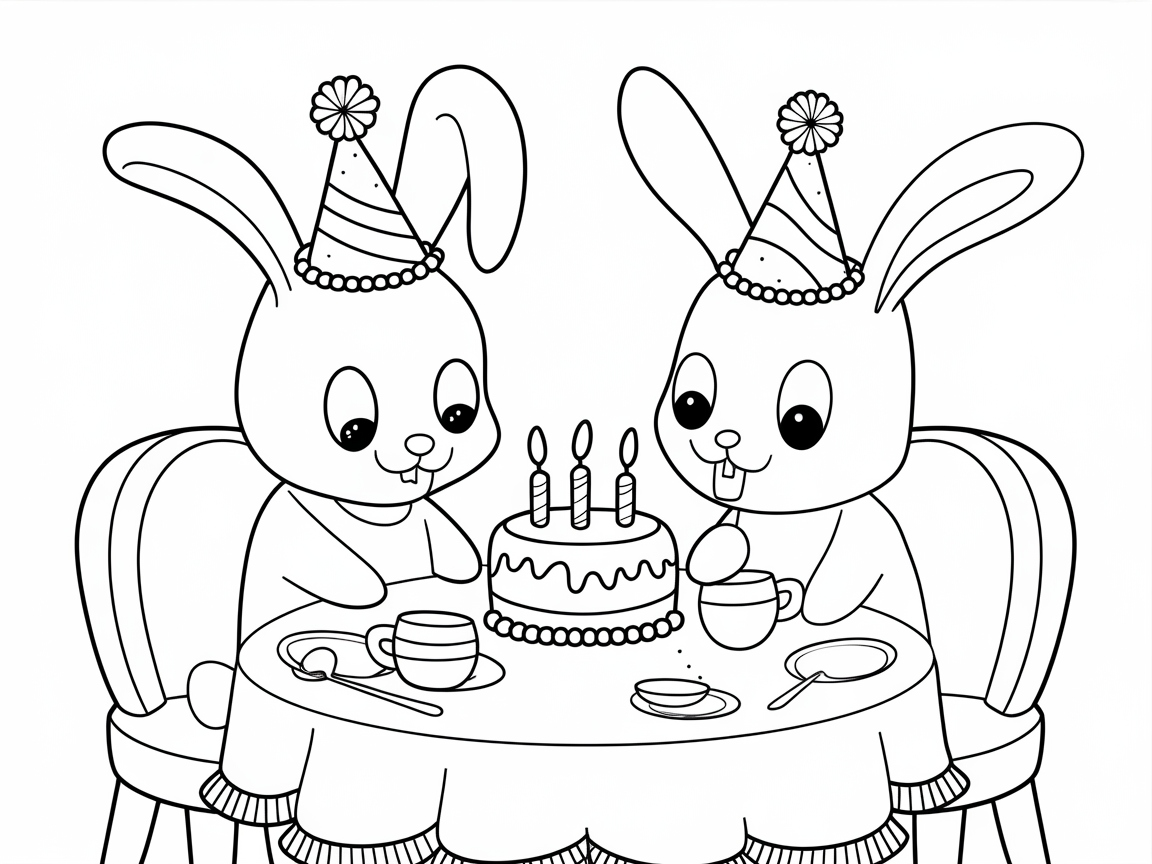 Bunny Birthday Party with Cake and Candles