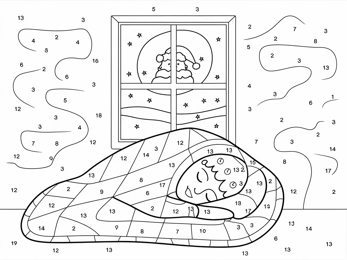 Dreaming of Santa: A Cozy Nighttime Coloring Page